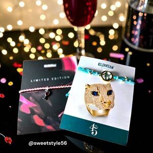 EFFY "45" Commemorative And Limited Edition Wine Glass Adjustable Bracelets FUN!